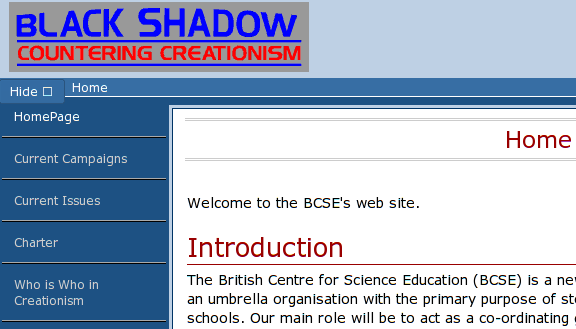 Black Shadow - Countering Creationism - BCSE